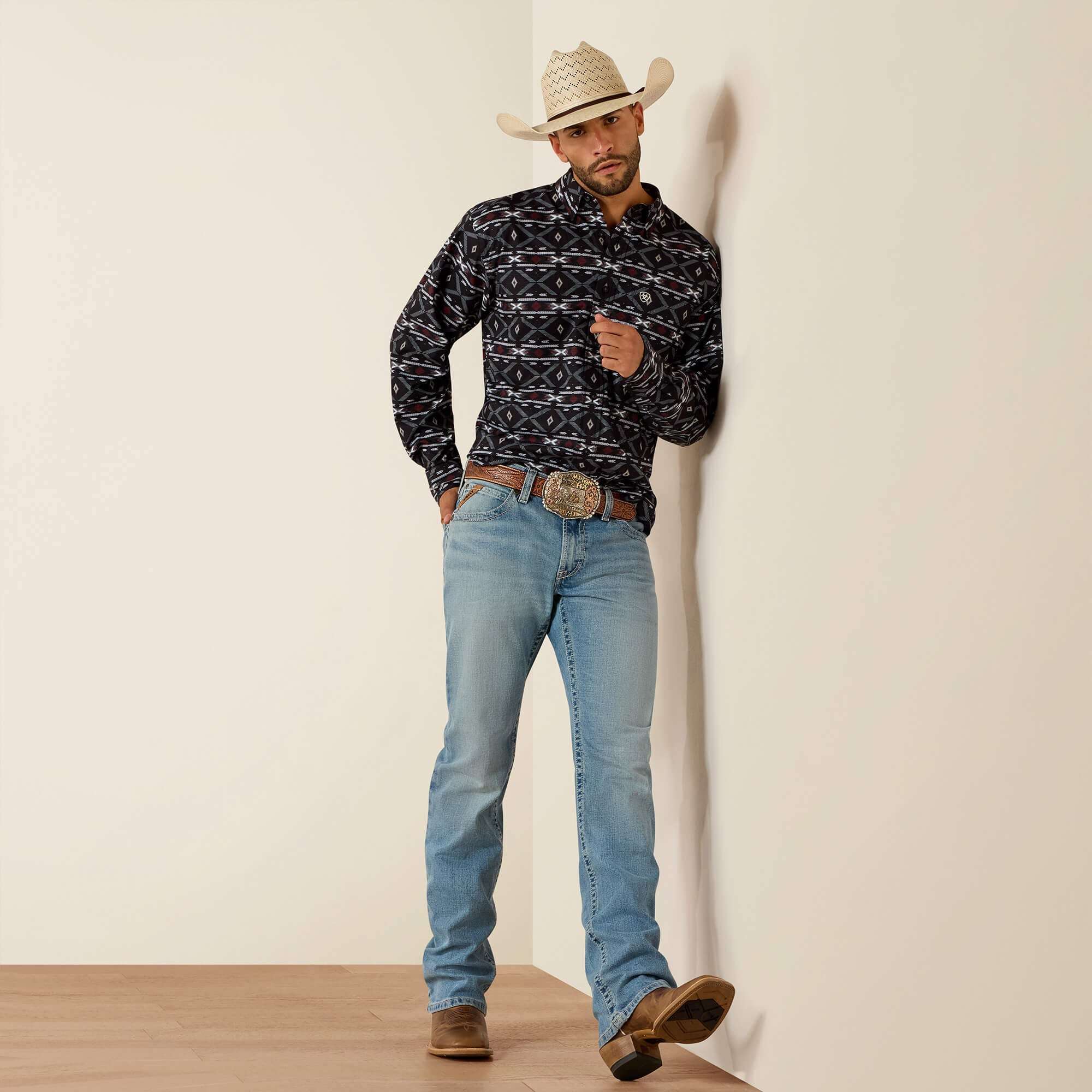 ARIAT MENS BLACK TAYLOR LS SHIRT -10071663 Laherradurawwnc.com