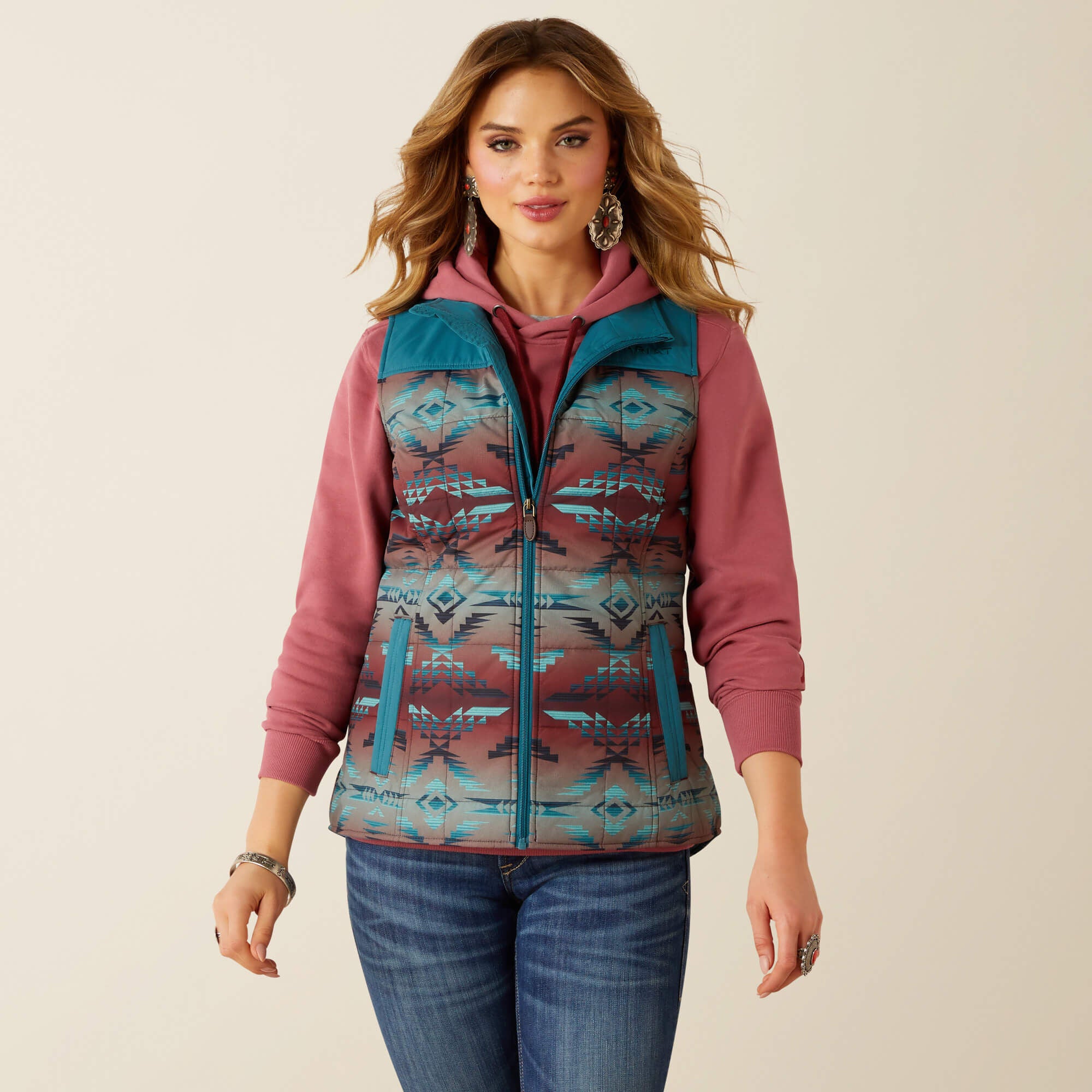 ARIAT WOMENS CRIUS INS VEST DRAGONFLY INEZ BLANKET PRINT 10062552