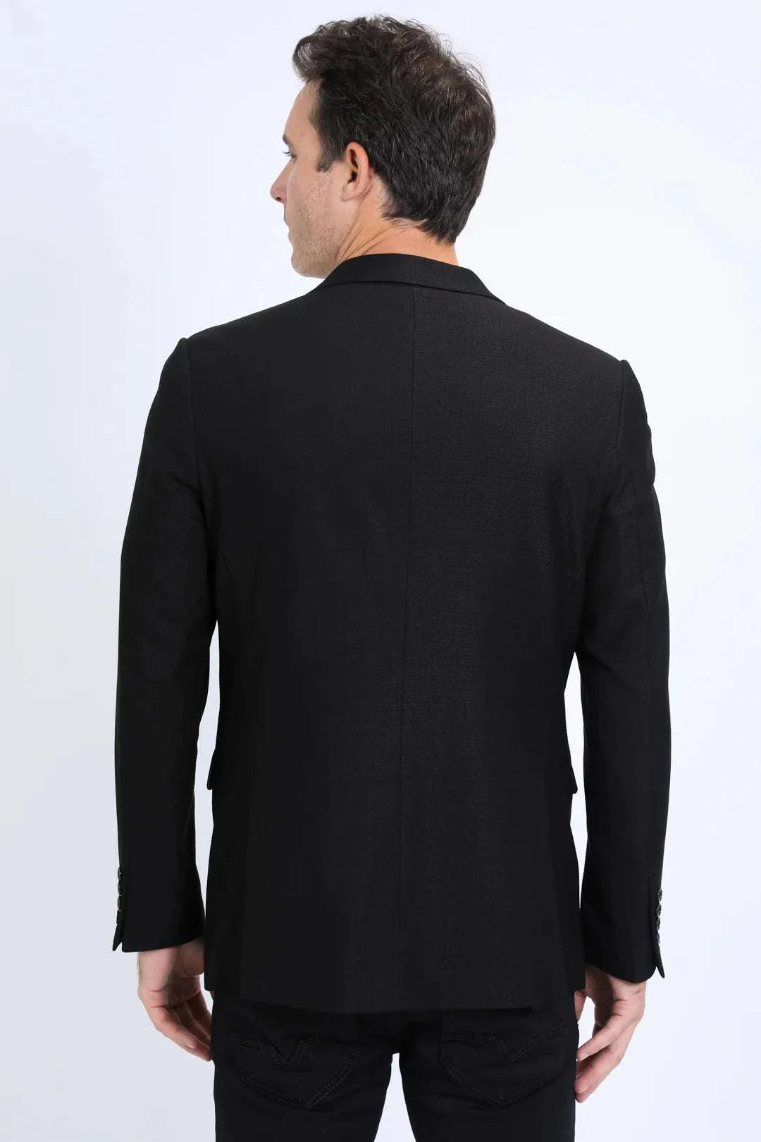 PLATINI MENS MODERN FIT BLACK/SILVER BLAZER -BLZ10530 Laherradurawwnc.com