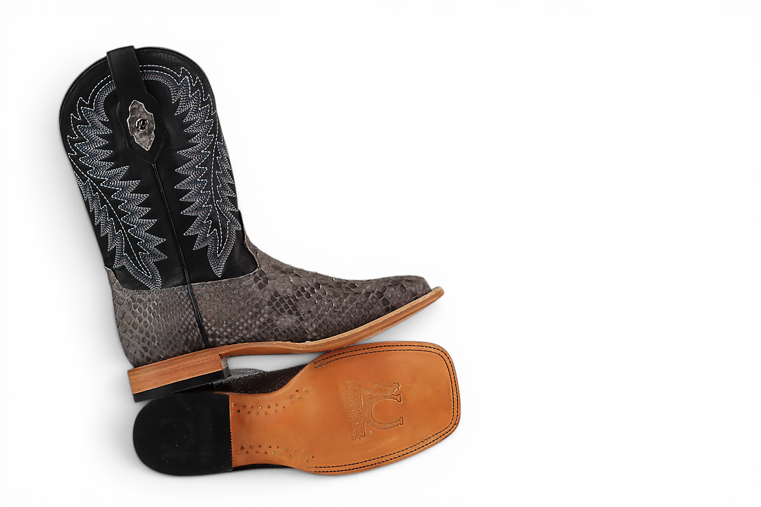 LA HERRADURA LH006 MEN’S BOOTS EXOTIC-RANCHERA PYTHON GRAY NOBUCK SQ TOE EE