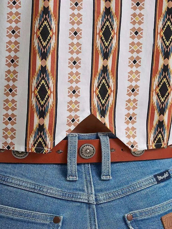 WRANGLER WOMEN SHIRT- SHORT SLEEVE WHITE/ORANGE 112379511 Laherradurawwnc.com