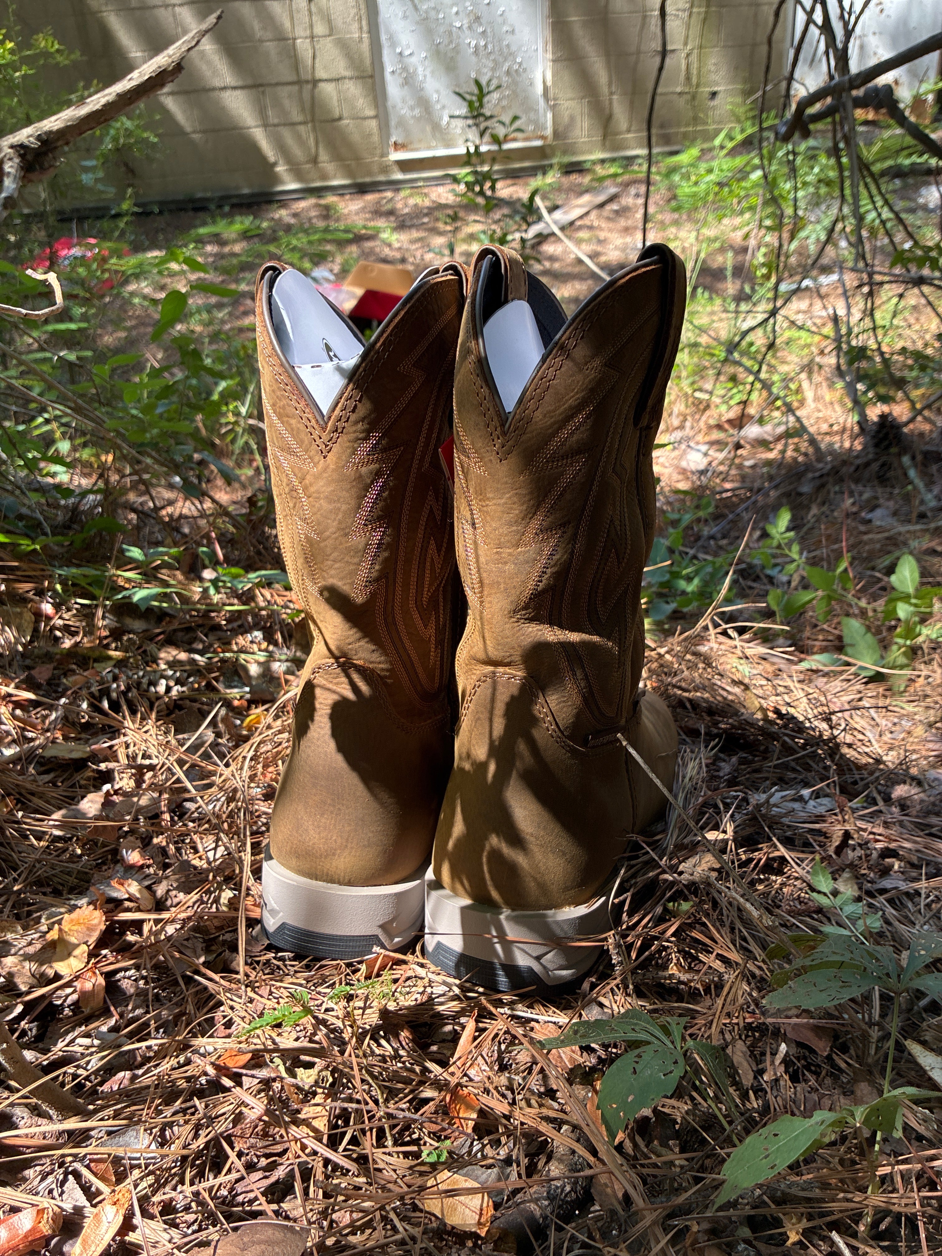 JUSTIN MENS STEEL TOE WORK BOOT LYTLE BOMBER BROWN COWHIDE #MV4599
