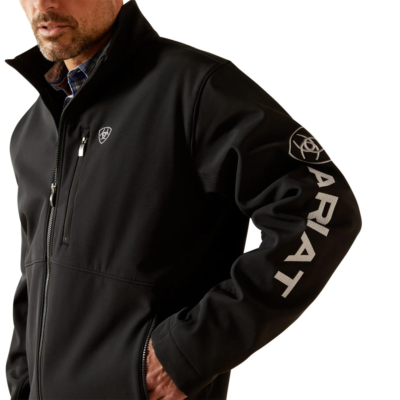 ARIAT MENS BLACK QUILTED LOGO SOFTSHELL JACKET 10062578