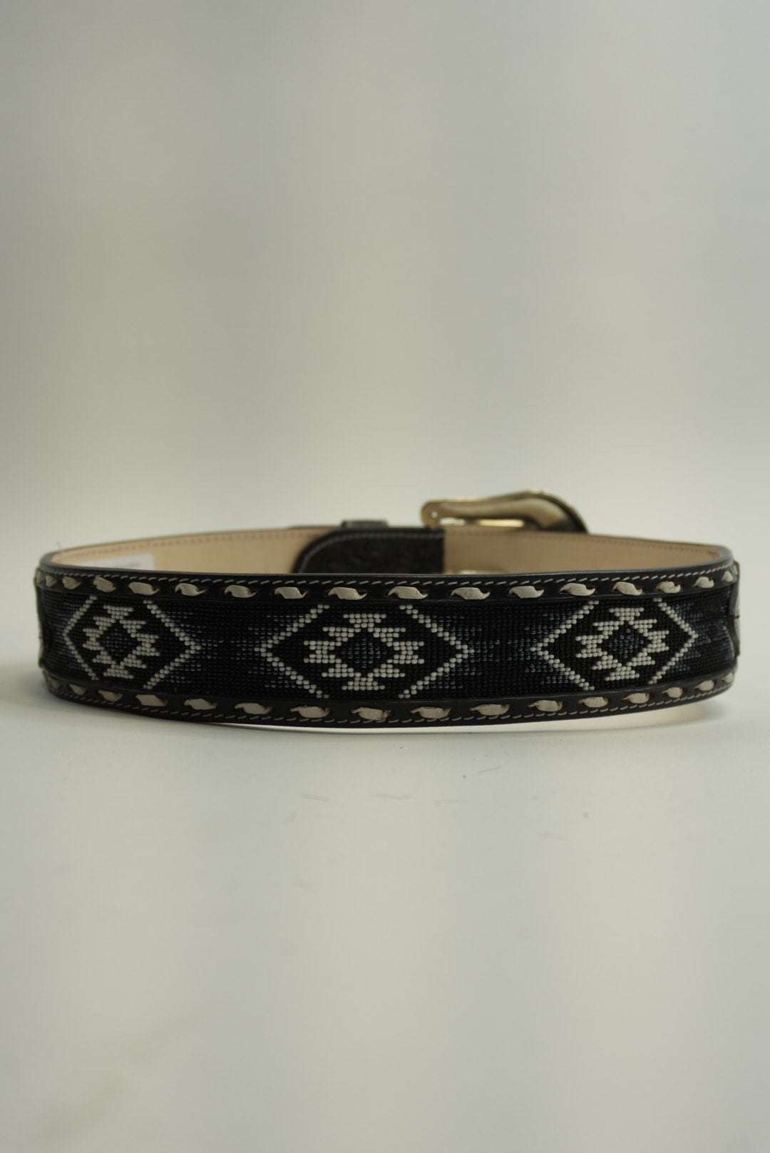 LA HERRADURA BELT 2 INCH BLACK/NAVY BLUE WITH WHITE NEW DESIGN Laherradurawwnc.com