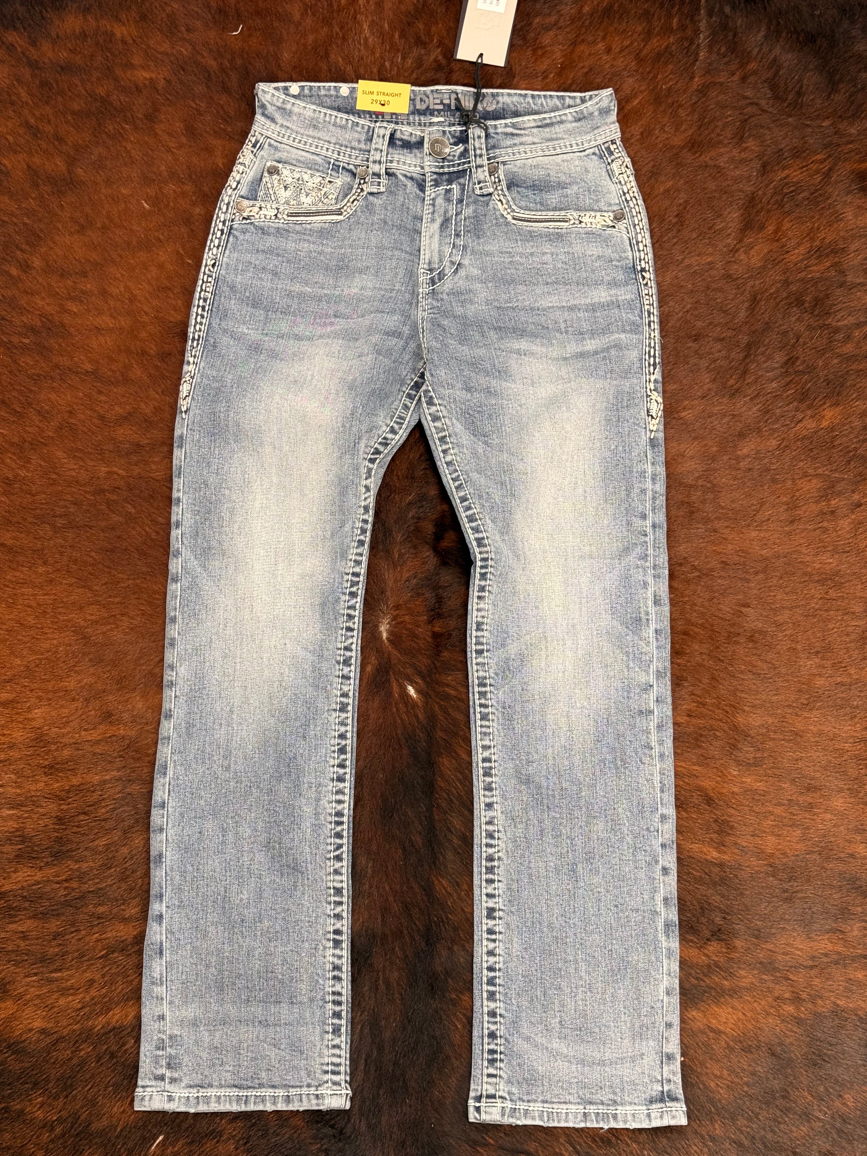 DE NIKO MENS JEAN SLIM STRAIGHT LIGHT WASH DN-016LT