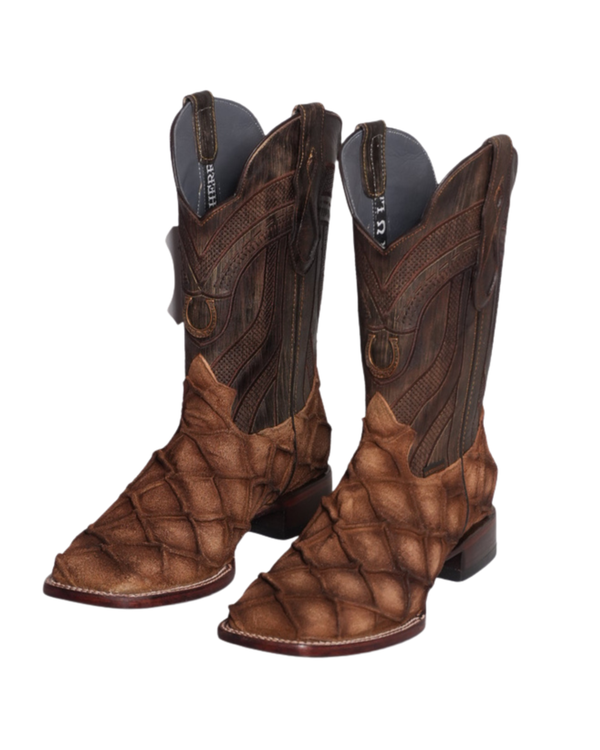 BOTAS NUEVAS PARA HOMBRE LA HERRADURA DANIEL PIRARUCU DOBLILLADO GAM BEIGE PUNTA CUADRADA