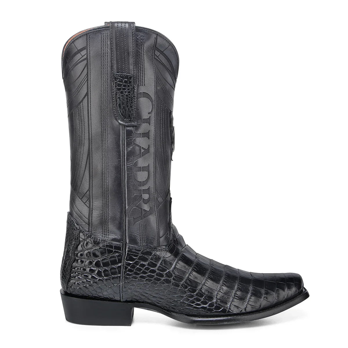 CUADRA BOOTS ALLIGATOR LOMO BELLY NEGRO SKIN SEMI SQUARE TOE CC269
