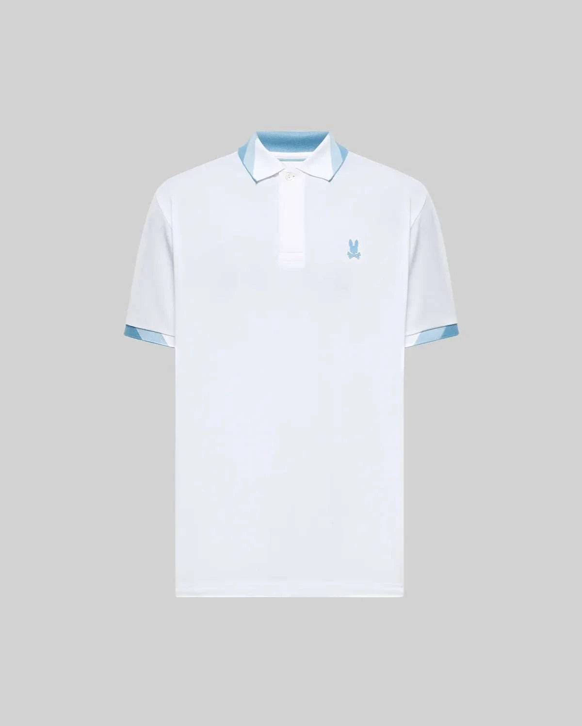 PSYCHO BUNNY ONYX SPORT LIGHT BLUE & WHITE POLO - MT0100117 Laherradurawwnc.com