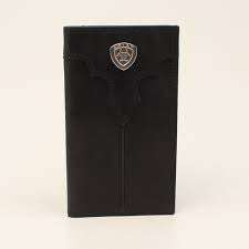 MENS ARIAT BLACK LEATHER RODEO WALLET- A3549701 Laherradurawwnc.com