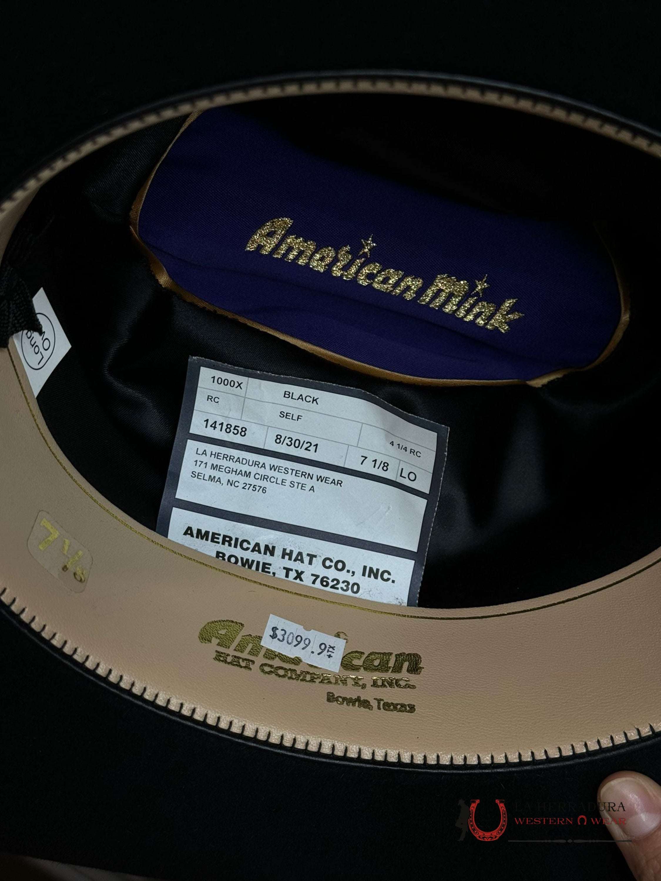 1000X American Felt Hat Black Tejana