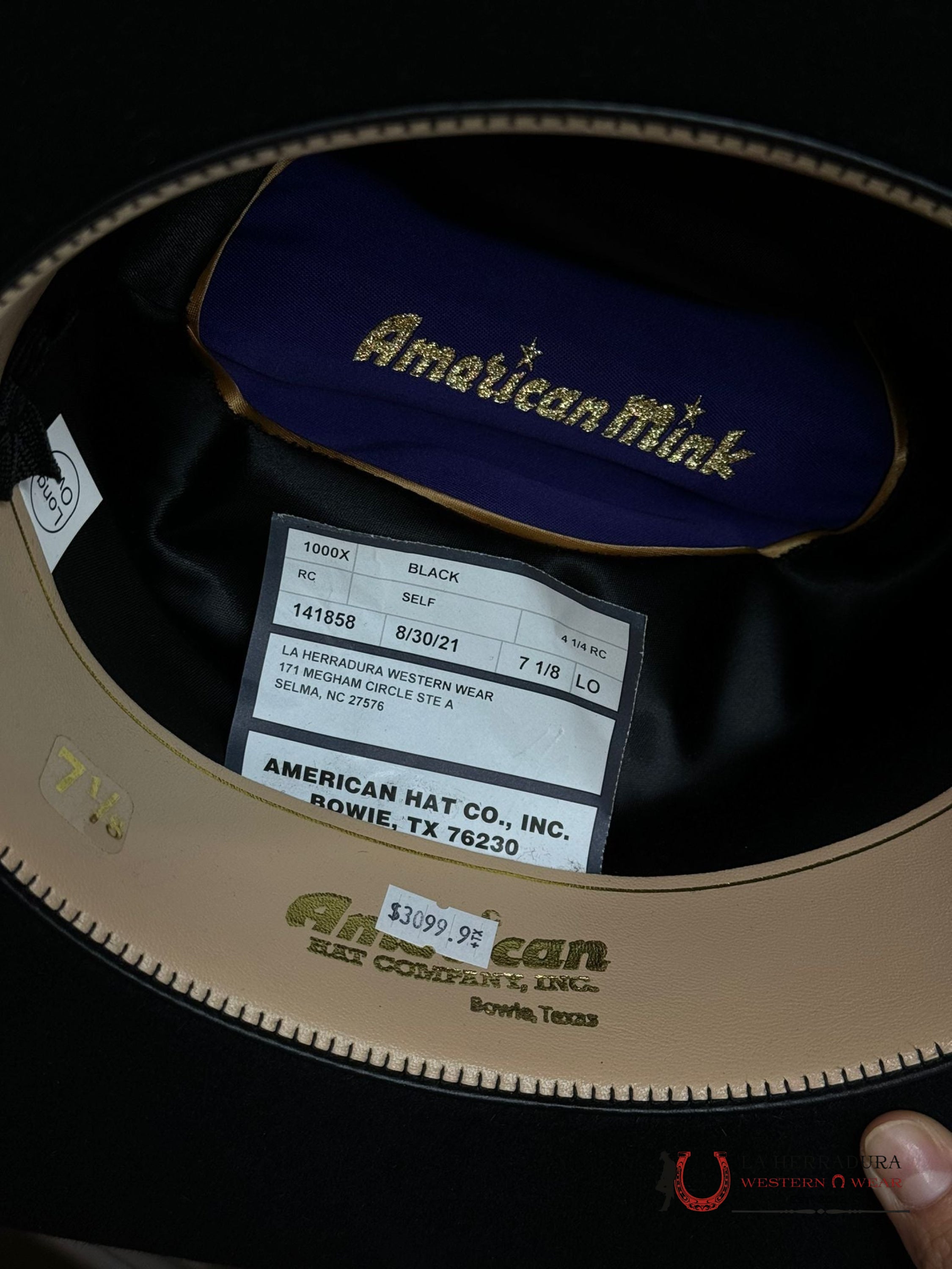 1000X American Felt Hat Black Tejana