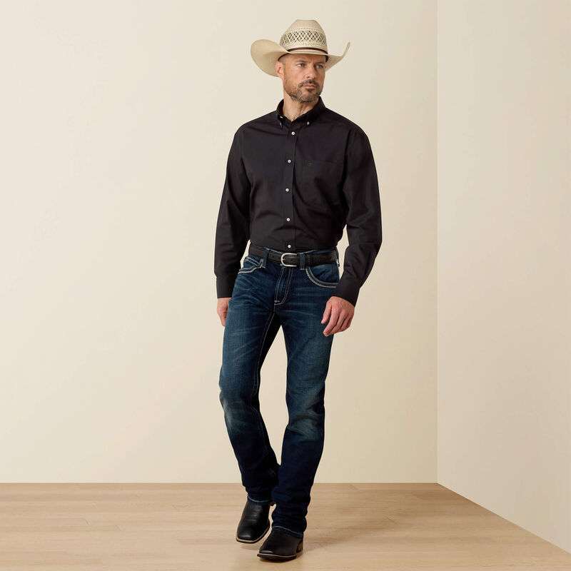 ARIAT MENS WF SOLID CLSSC LS BLACK SHIRT 10020328 Laherradurawwnc.com