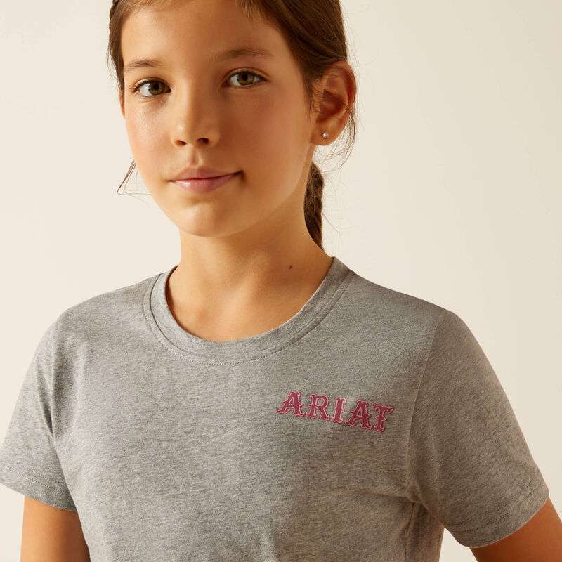 ARIAT CACTUS ROSE SS TSHRT GIRL’S HEATHER GREY 10051458 Laherradurawwnc.com