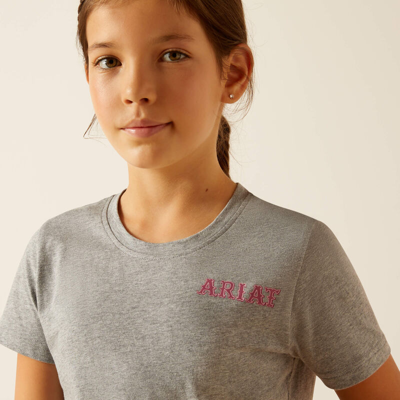 ARIAT CACTUS ROSE SS TSHRT GIRL’S HEATHER GREY 10051458
