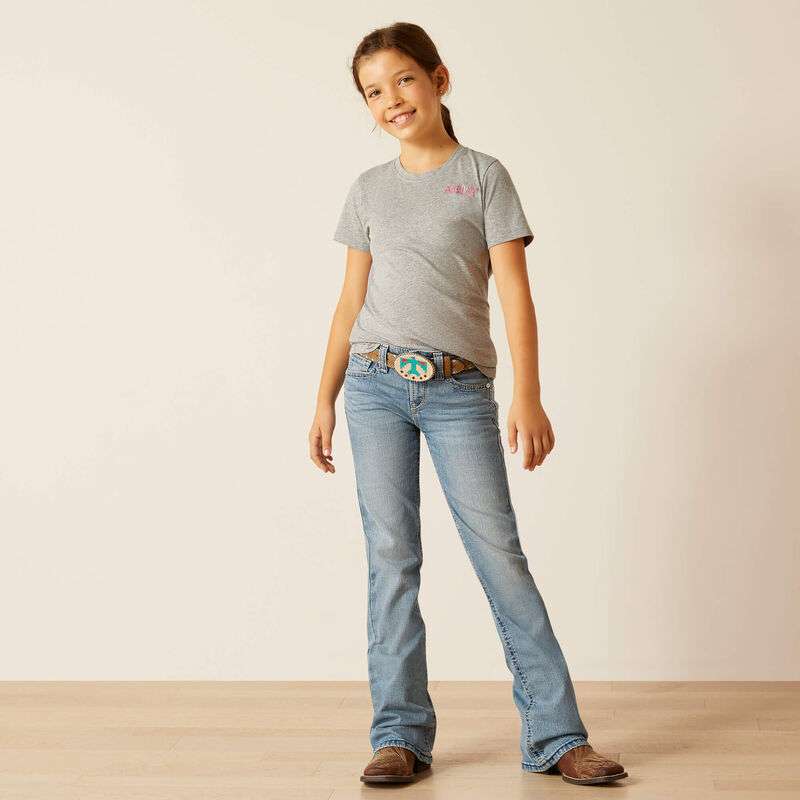 ARIAT CACTUS ROSE SS TSHRT GIRL’S HEATHER GREY 10051458 Laherradurawwnc.com
