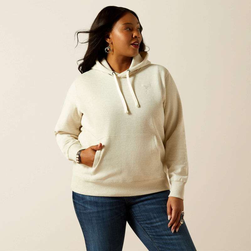 ARIAT WOMENS LOGO 2.0 HOODIE OATMEAL HEATHER 10062270 Laherradurawwnc.com