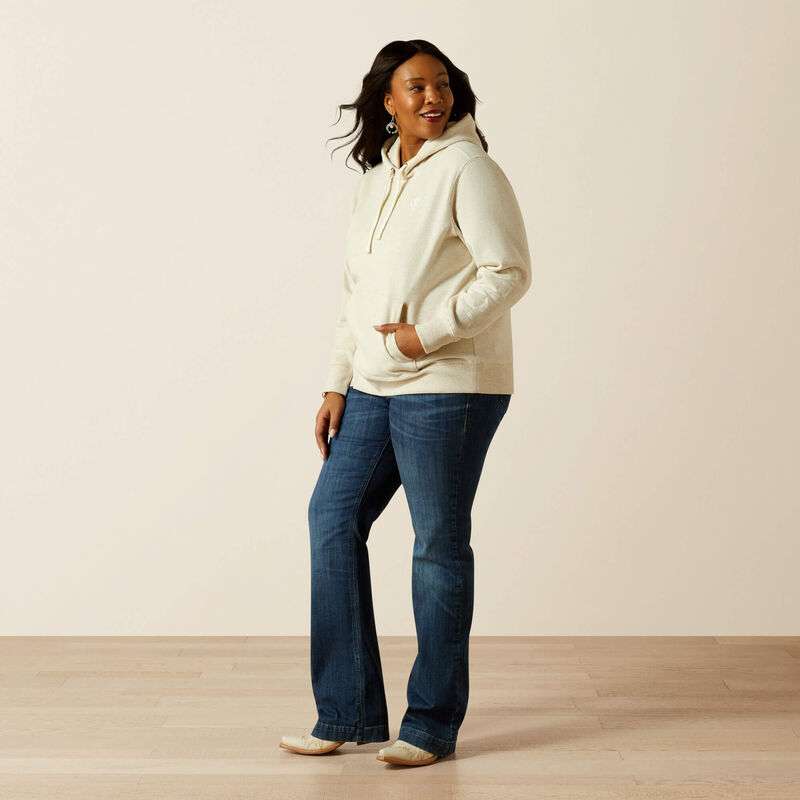 ARIAT WOMENS LOGO 2.0 HOODIE OATMEAL HEATHER 10062270 Laherradurawwnc.com