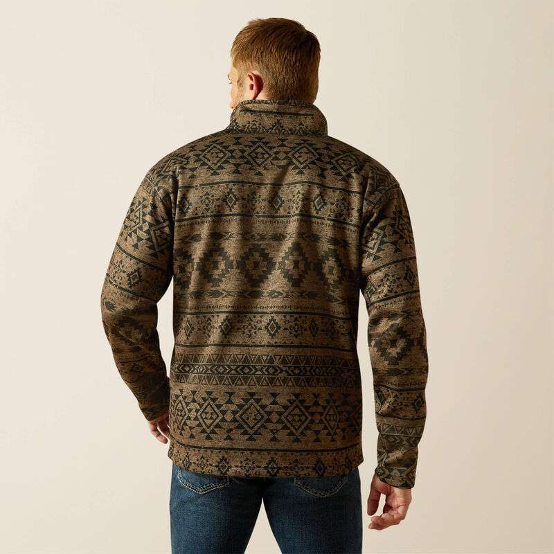 ARIAT LIGHT BROWN SOUTHWEST CALDWELL LOGO 1/4 ZIP UP SWEATER- 10062482 Laherradurawwnc.com