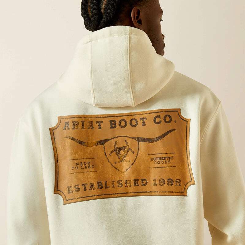 ARIAT MENS SHIELD STEERHEAD HOODIE OATMEAL 10062499 Laherradurawwnc.com