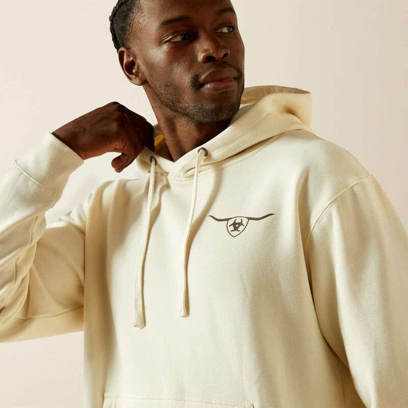 ARIAT MENS SHIELD STEERHEAD HOODIE OATMEAL 10062499 Laherradurawwnc.com