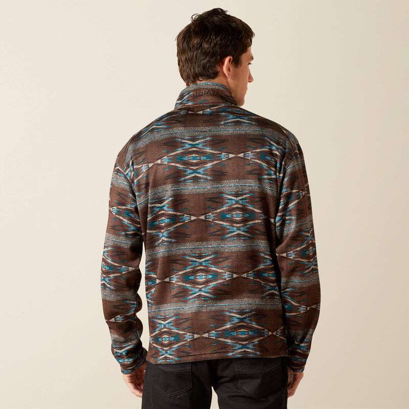 ARIAT BROWN SOUTHWEST CALDWELL LOGO 1/4 ZIP UP SWEATER- 10062620 Laherradurawwnc.com