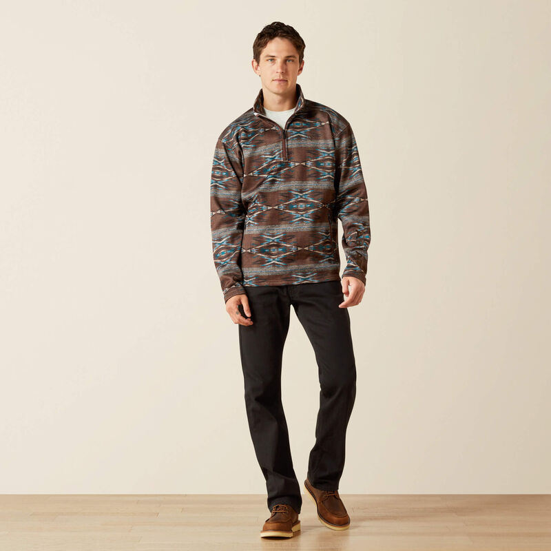ARIAT BROWN SOUTHWEST CALDWELL LOGO 1/4 ZIP UP SWEATER- 10062620