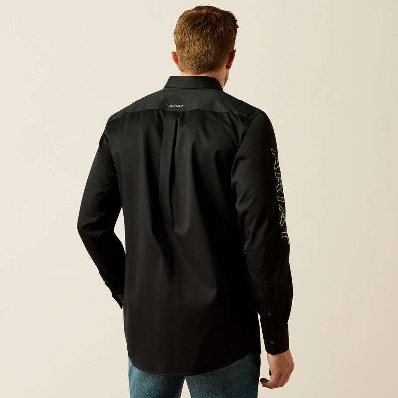 ARIAT TEAM LOGO TWILL LS SHRT BLACK CLASSIC FIT 10062659 Laherradurawwnc.com