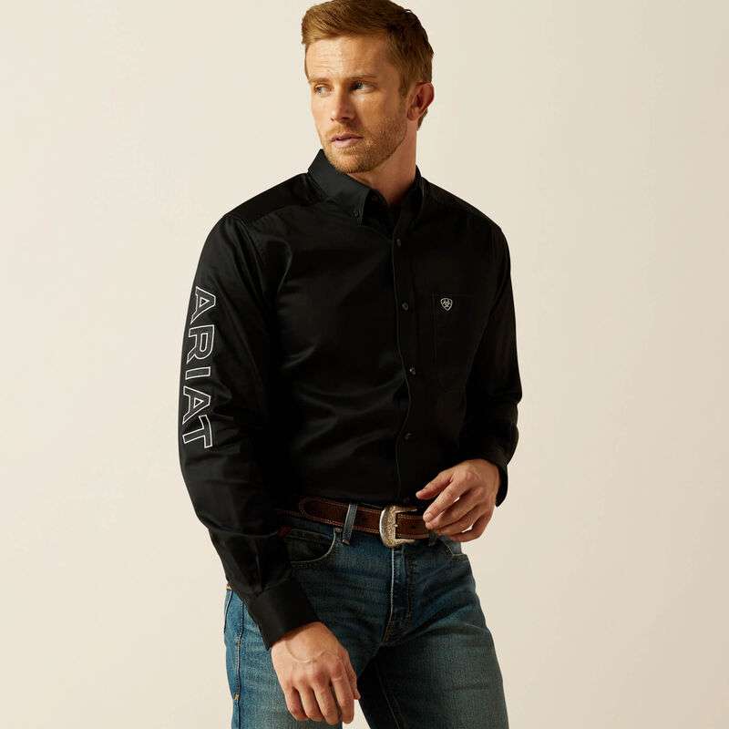 ARIAT TEAM LOGO TWILL LS SHRT BLACK CLASSIC FIT 10062659 Laherradurawwnc.com