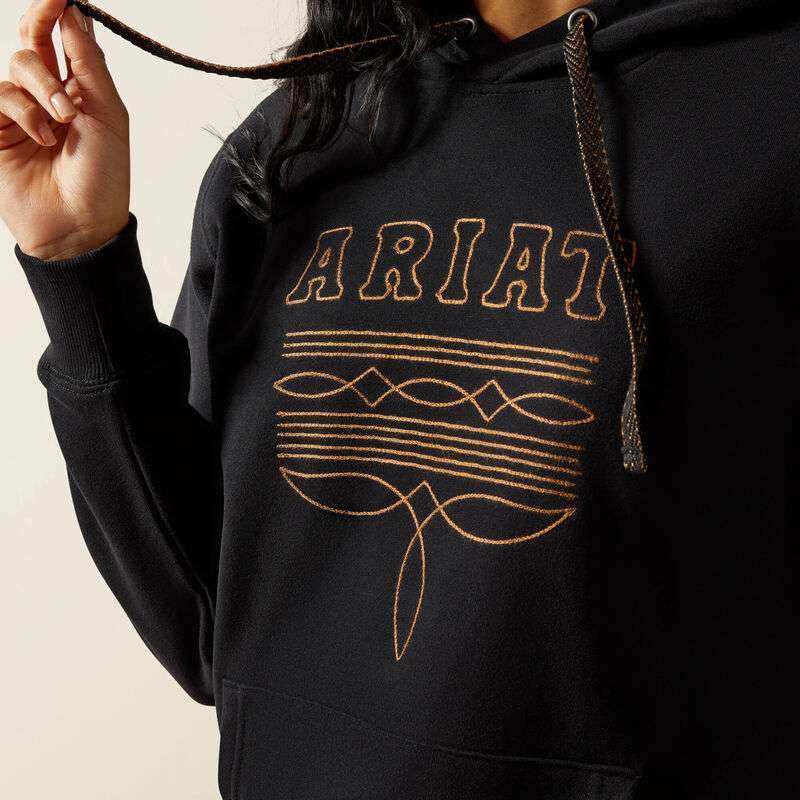 ARIAT WOMENS BOOTED LOGO HOODIE BLACK 10062734 Laherradurawwnc.com