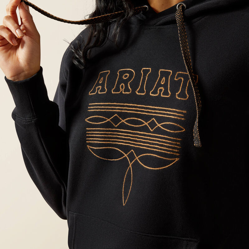 ARIAT WOMENS BOOTED LOGO HOODIE BLACK 10062734