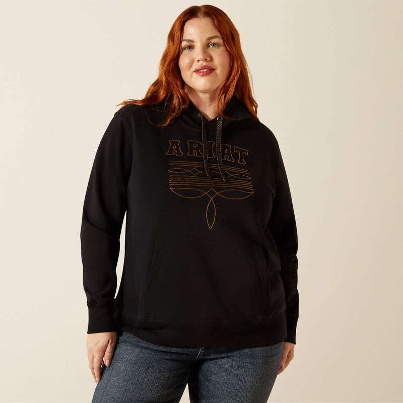 ARIAT WOMENS BOOTED LOGO HOODIE BLACK 10062734 Laherradurawwnc.com