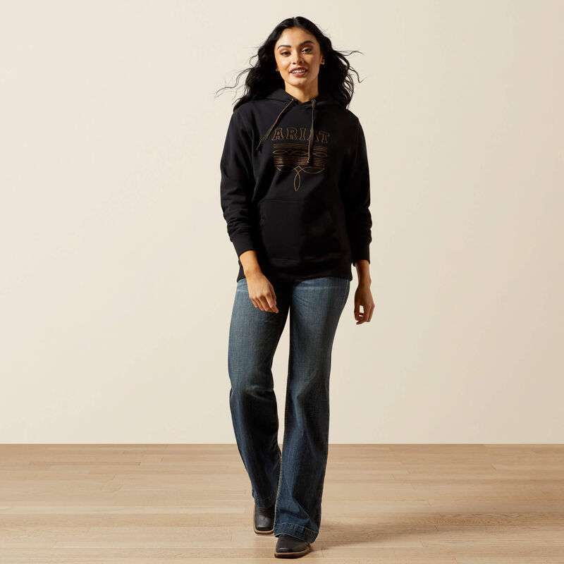 ARIAT WOMENS BOOTED LOGO HOODIE BLACK 10062734 Laherradurawwnc.com