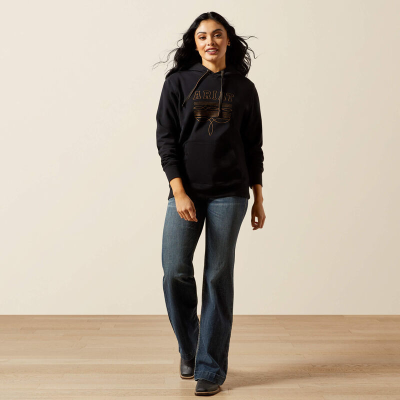 ARIAT WOMENS BOOTED LOGO HOODIE BLACK 10062734