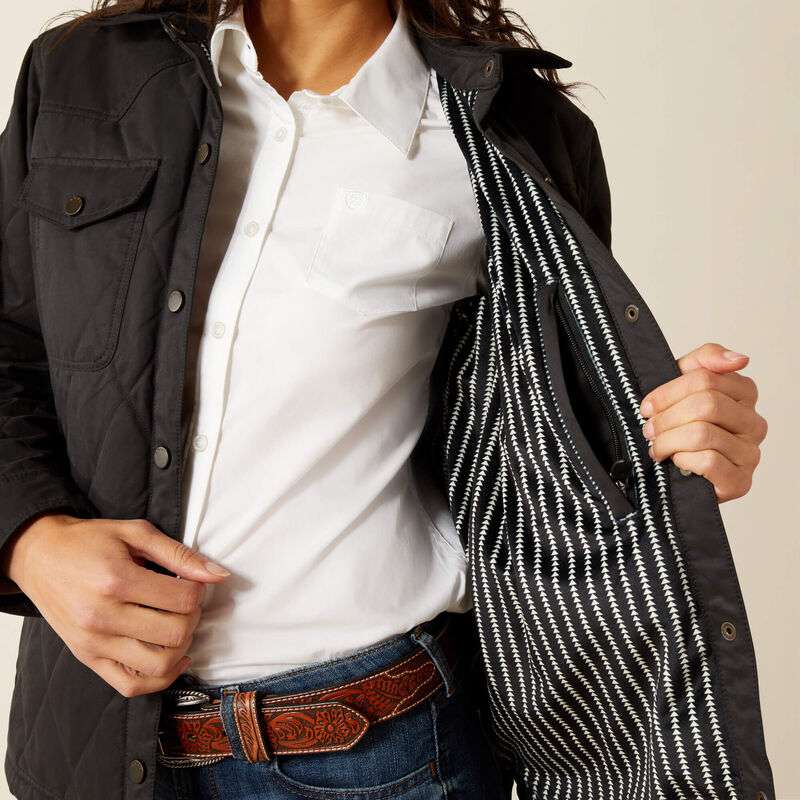 ARIAT WOMENS GRIZZLY QUILTED BARN JKT BLACK JACKET 10062812 Laherradurawwnc.com