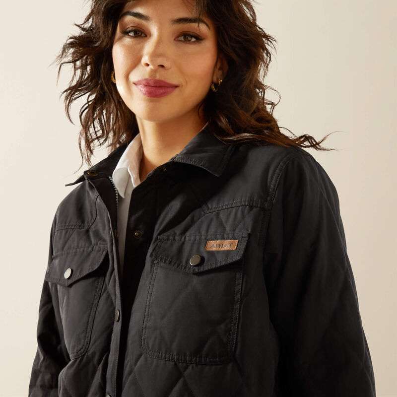 ARIAT WOMENS GRIZZLY QUILTED BARN JKT BLACK JACKET 10062812 Laherradurawwnc.com