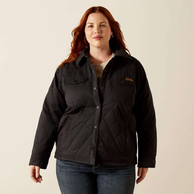 ARIAT WOMENS GRIZZLY QUILTED BARN JKT BLACK JACKET 10062812 Laherradurawwnc.com