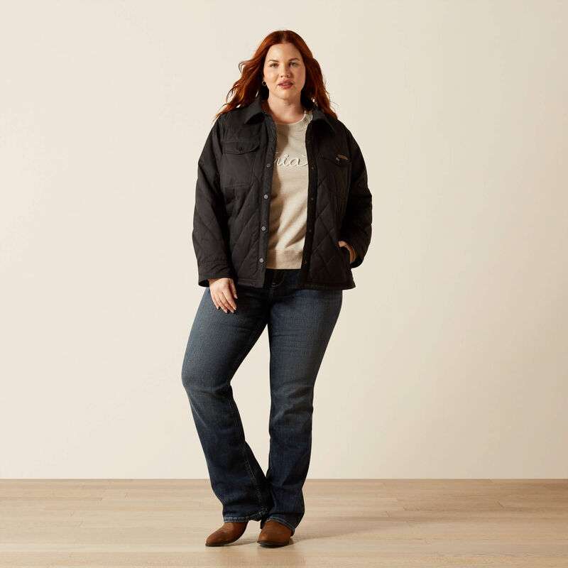 ARIAT WOMENS GRIZZLY QUILTED BARN JKT BLACK JACKET 10062812 Laherradurawwnc.com