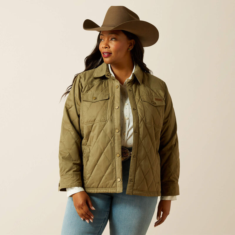 ARIAT WOMENS GRIZZLY QUILTED BARN JKT DUSKY GREEN JACKET 10062813 Laherradurawwnc.com
