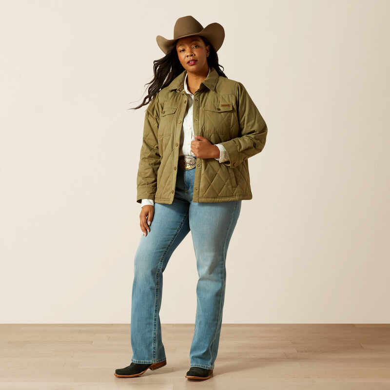 ARIAT WOMENS GRIZZLY QUILTED BARN JKT DUSKY GREEN JACKET 10062813
