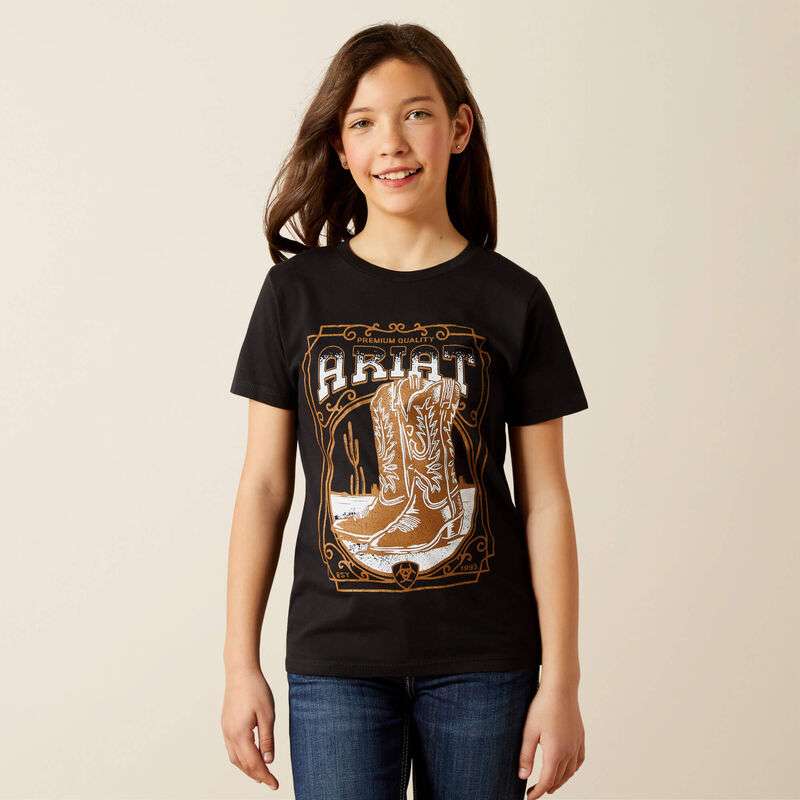 ARIAT BOOTS TSHRT GIRL’S HEATHER BLACK 10063749 Laherradurawwnc.com