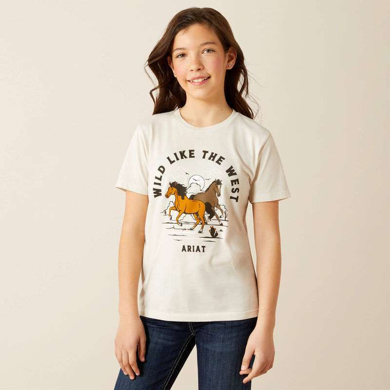 ARIAT HORSE TSHRT GIRL’S HEATHER NATURAL 10063752 Laherradurawwnc.com