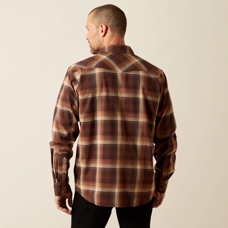 ARIAT MEN BROWN HODGERS RETRO SNP LS SHIRT-10065759