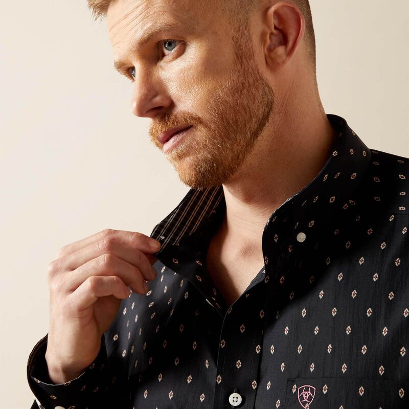 ARIAT MEN BLACK WF ASHER LS SHIRT-10065780