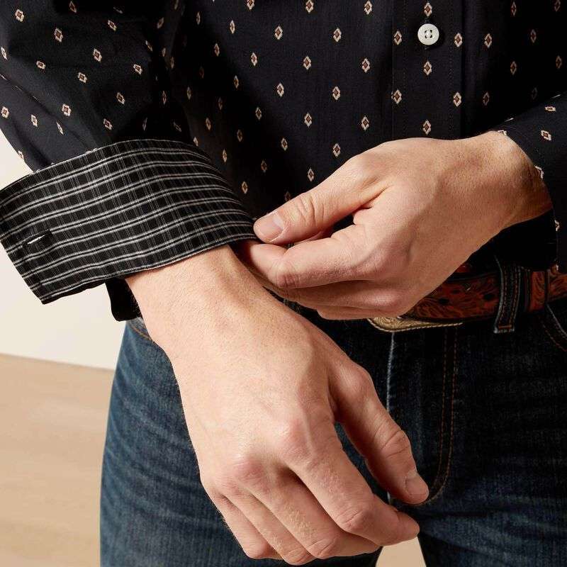 ARIAT MEN BLACK WF ASHER LS SHIRT-10065780 Laherradurawwnc.com