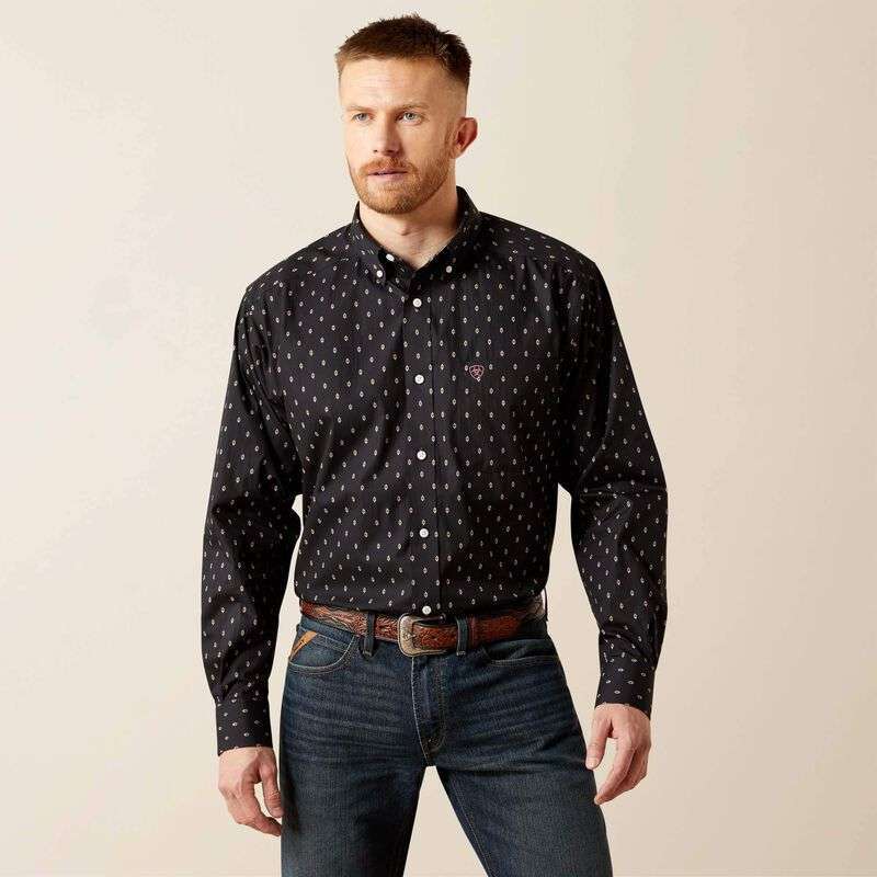 ARIAT MEN BLACK WF ASHER LS SHIRT-10065780 Laherradurawwnc.com