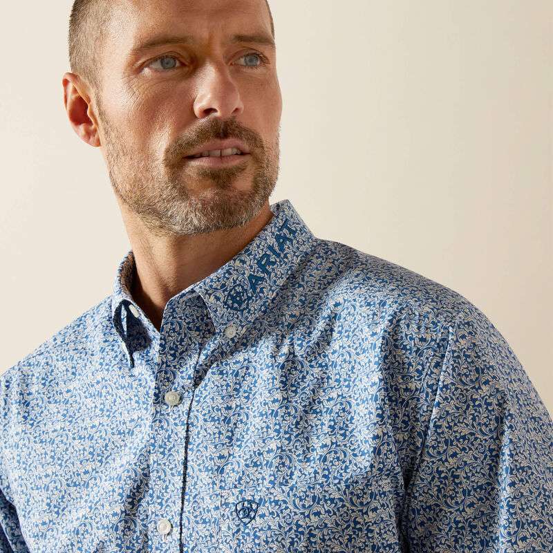 ARIAT MEN BLUE/NAVY TEAM PARKS FTD LS SHIRT -10065811 Laherradurawwnc.com