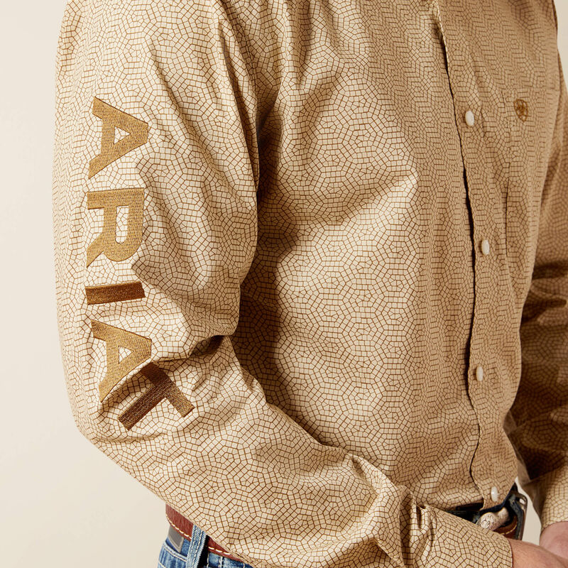 ARIAT MEN KHAKI /LIGHT BROWN TEAM PENN FTD LS SHIRT -10065812