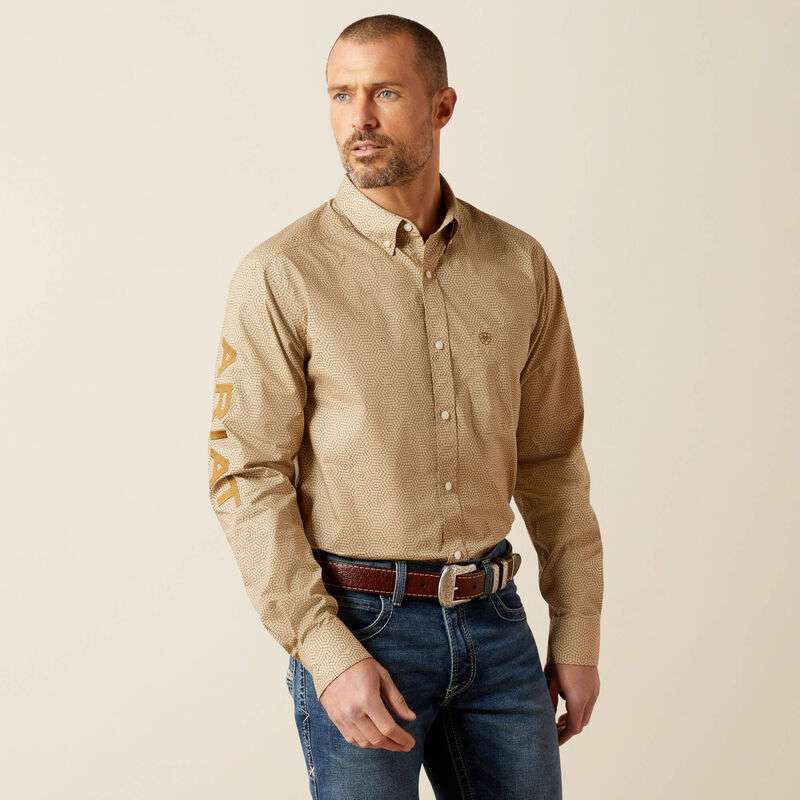ARIAT MEN KHAKI /LIGHT BROWN TEAM PENN FTD LS SHIRT -10065812 Laherradurawwnc.com