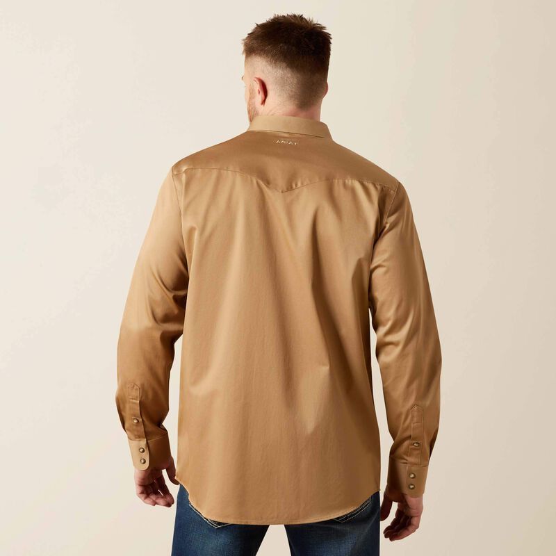 ARIAT KHAKI SOLID TWILL FTD SNP LS SHIRT -10065873