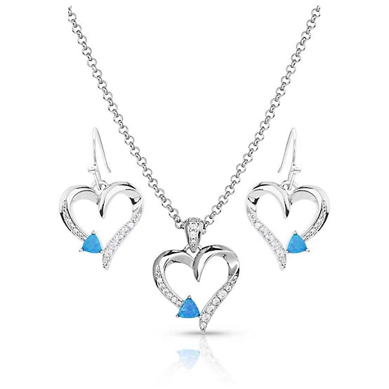 MONTANA SILVERSMITH LOVE EVERLASTING OPAL CRYSTAL NECKLACE SET